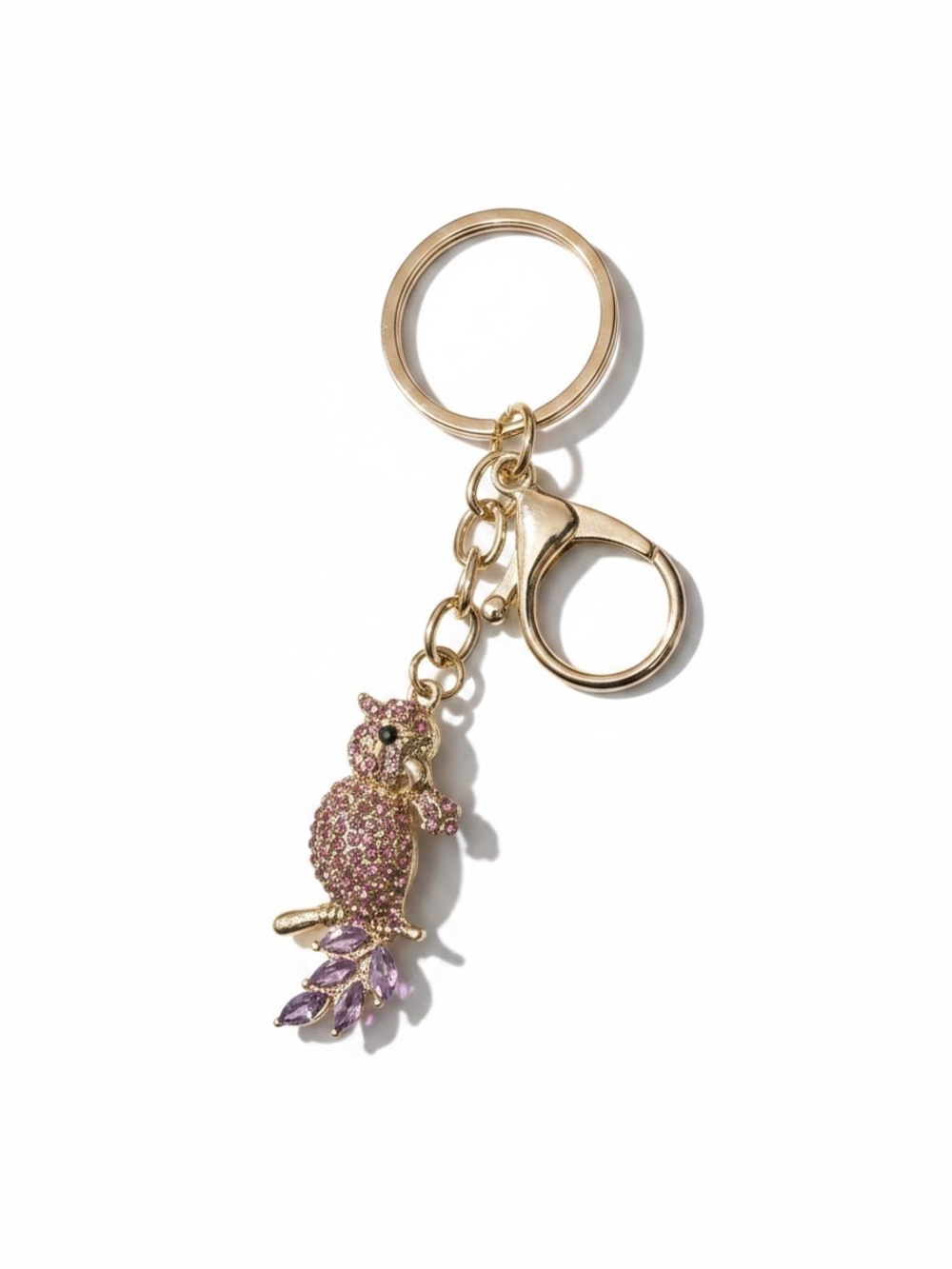 Parraket Keychain with Pink and Purple Crystals